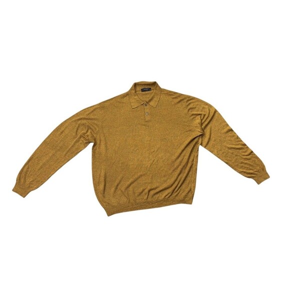 Vtg Valda by Toscano Long Sleeve Gold Cotton Blend Polo Sweater Men’s XL - Picture 1 of 4
